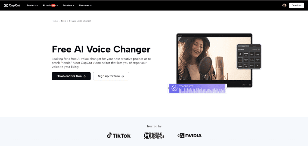 capcut AI Voice changer